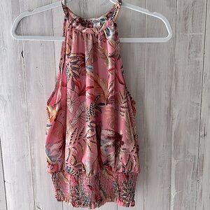 Floral Pink Sleeveless Women's Top